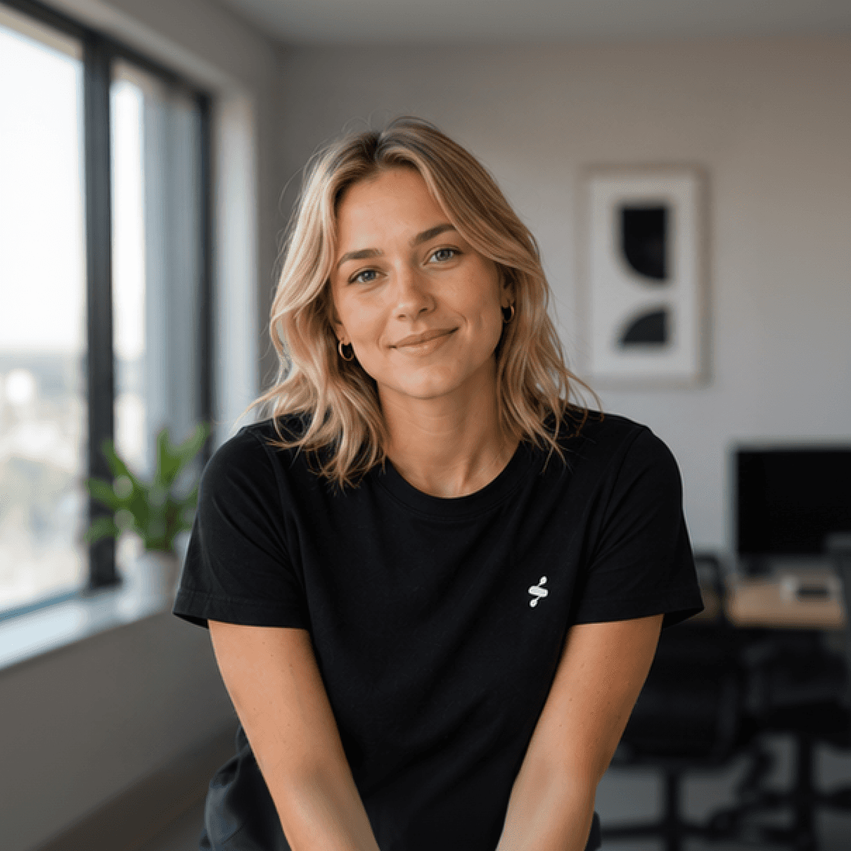 Headshot of Claire Fontaine, office background.